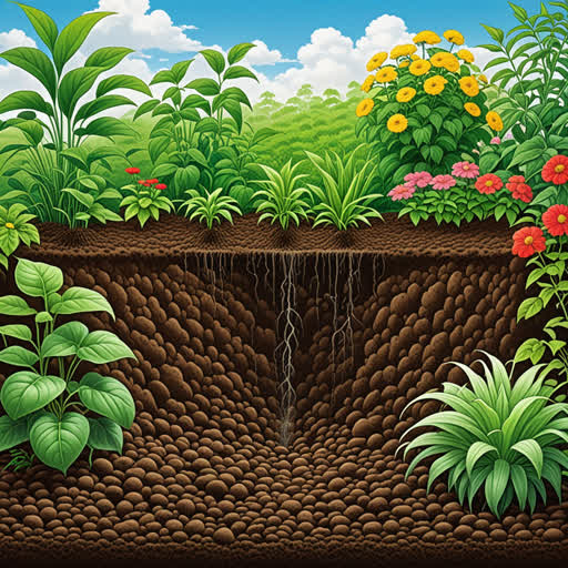 كان هناك حديقة صغيرة تعاني من نقص الهواء في التربة. عندما تم تهويتها، أصبحت النباتات أكثر صحة وأزدهرت. (كان هناك حديقة صغيرة تعاني من نقص الهواء في التربة. عندما تم تهويتها، أصبحت النباتات أكثر صحة وأزدهرت.)