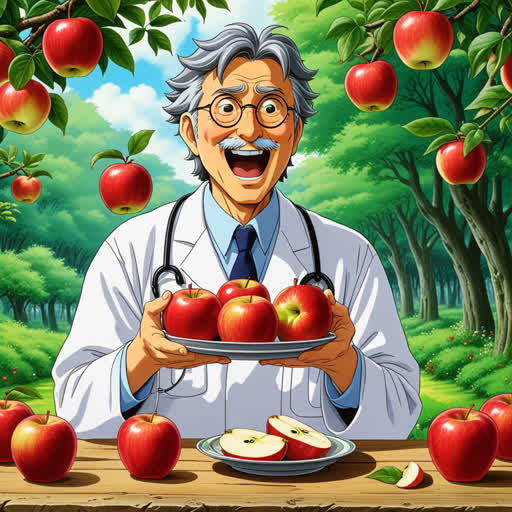 كان هناك رجل يحب تناول التفاح. كان يقول دائمًا 'an apple a day keeps the doctor away'، وكان ذلك يجعله يشعر بالصحة والنشاط.