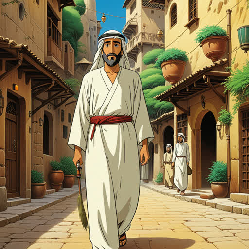 كان هناك رجل عربي يسافر في بلاده، وقد عاش قصصاً عن تراثهم العربي الغني.